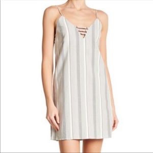Haute Hippie Gray Stripe Short Cotton Slip Beach Minimalist Dress W-632 Sz S